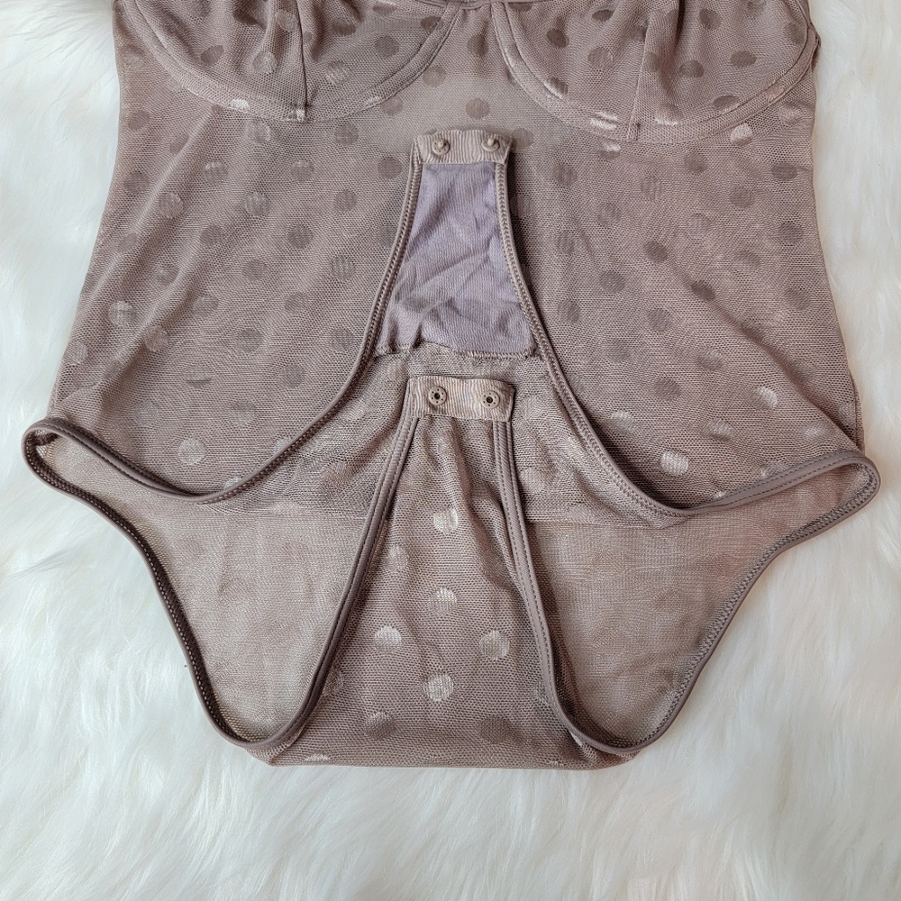 PINK Victoria's Secret Polka Dots Mesh Sheer Bodysuit. - Picture 11 of 15